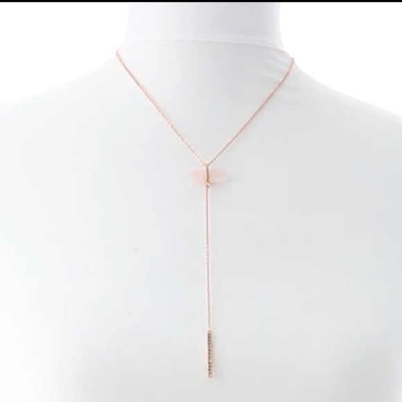 rebecca minkoff // rose gold quartz y-necklace - Picture 4 of 5